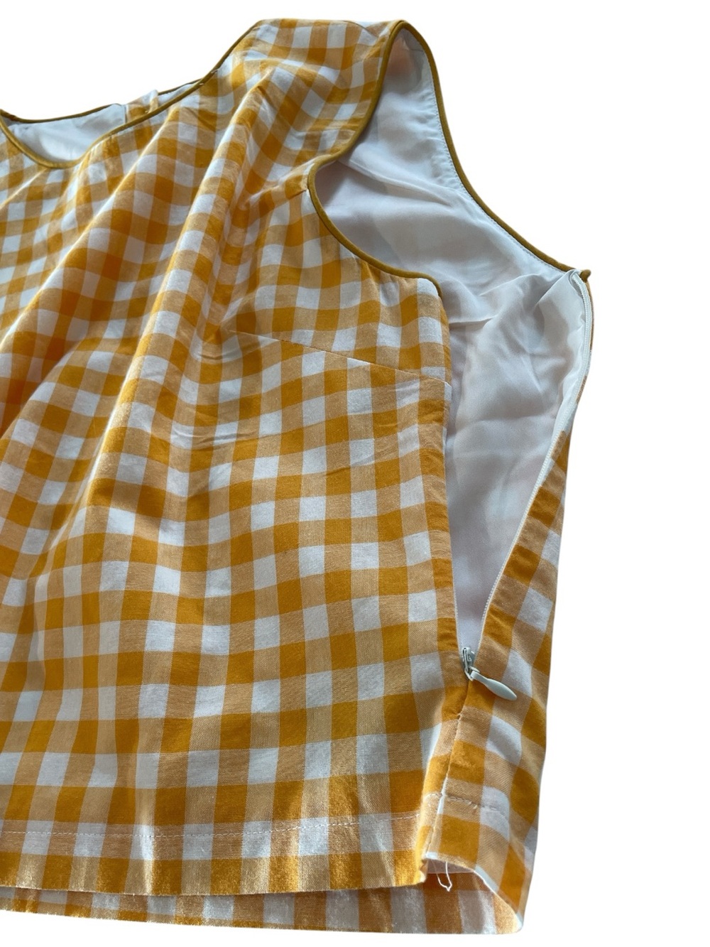 KIEL JAMES PATRICK Gingham Sleeveless Cropped Top Orange/white XL, NWT - Picture 4 of 14
